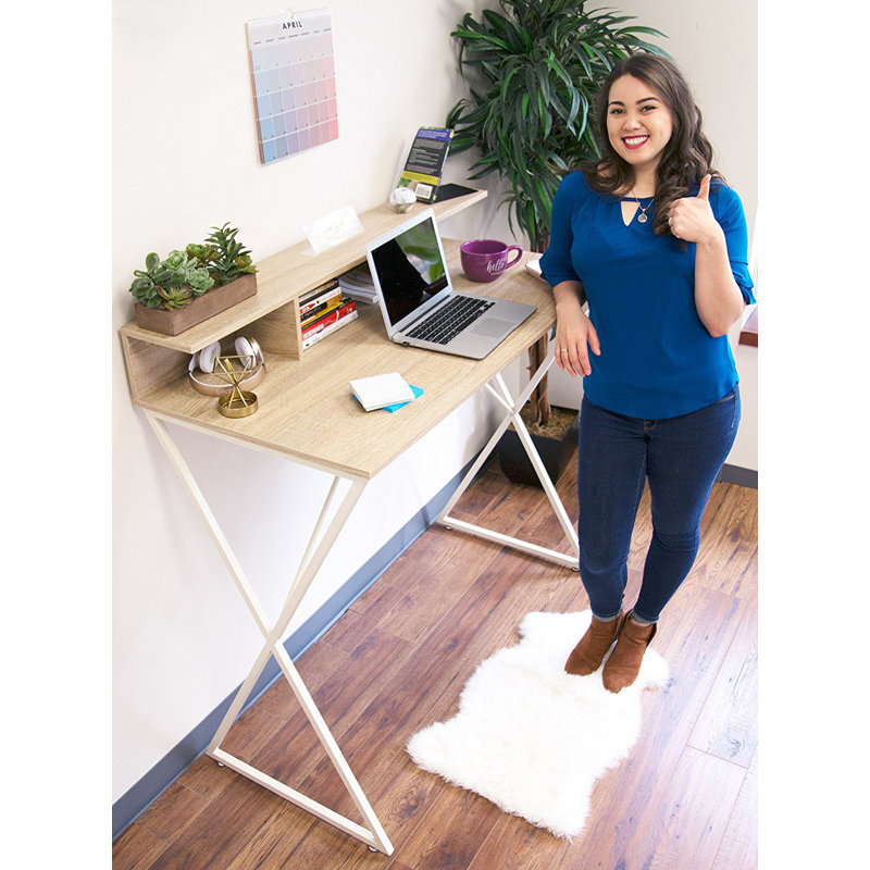 Brayden Studio Dreiling Standing Desk with Storage Cubbies & Reviews
